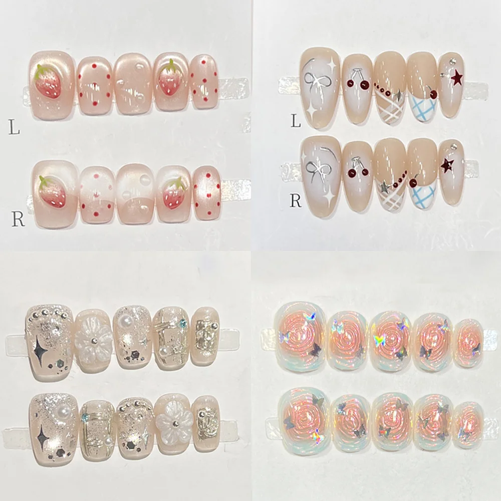Korean Sweet Cute Bare Color Strawberry Dot Short Nail Art Handmade Butterfly Star Flower Pearl Nail Patch Party Accessorie Gift
Korean Sweet Cute Bare Color Strawberry Dot Short Nail Art Handmade Butterfly Star Flower Pearl Nail Patch Party Accessorie Gift