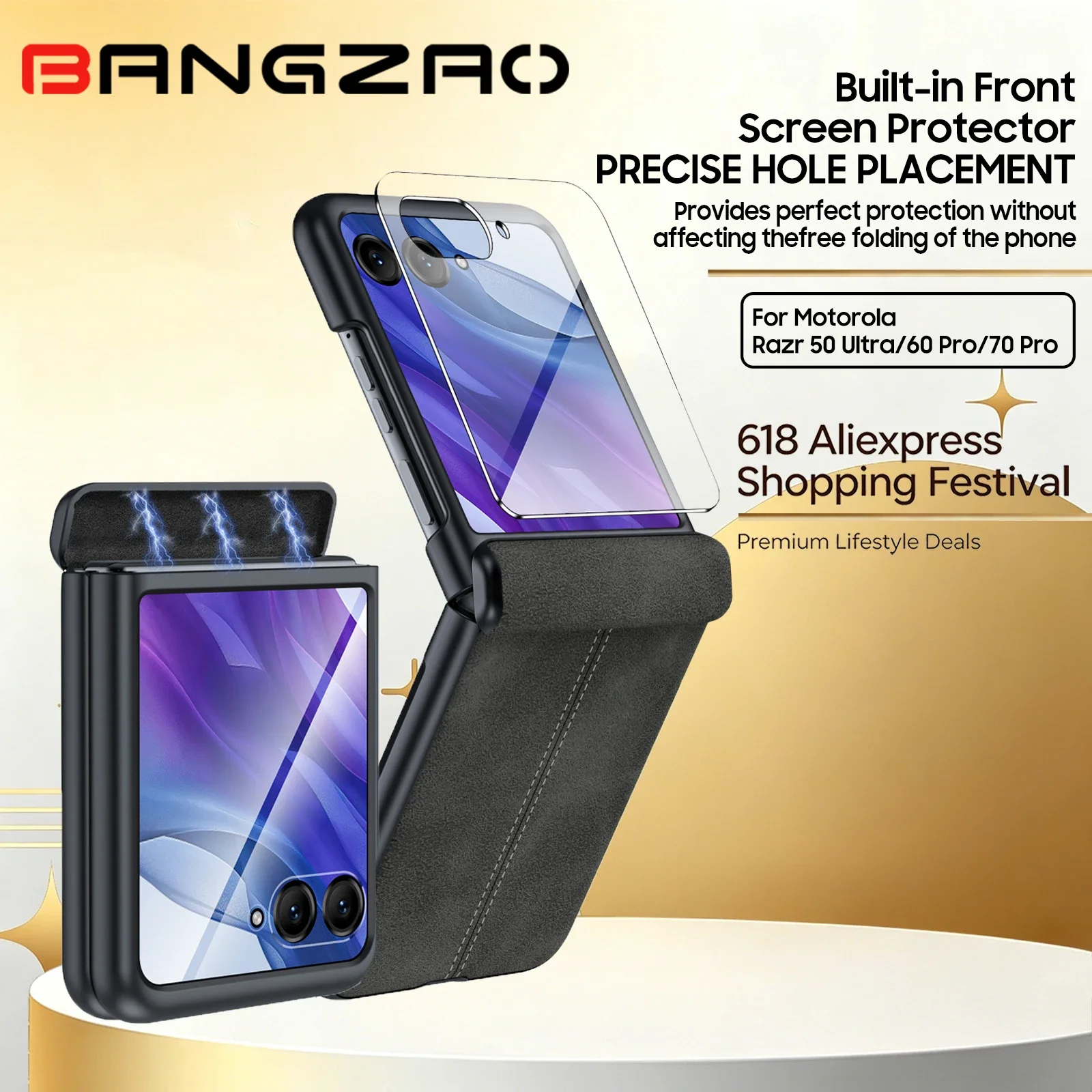 618 Sale For Motorola Razr 50 Ultra/60 Pro/70 Pro Magnetic Hinge Leather Cover With 9H Screen Protector Wireless Charging-Black
618 Sale For Motorola Razr 50 Ultra/60 Pro/70 Pro Magnetic Hinge Leather Cover With 9H Screen Protector Wireless Charging-Black
