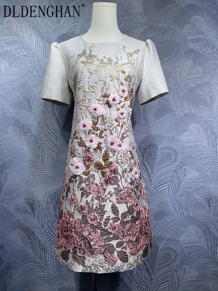 DLDENGHAN Sequins Diamonds Appliques Dress For Women O-Neck Short Sleeves Vintage Jacquard Mini Dresses Summer Fashion Female
DLDENGHAN Sequins Diamonds Appliques Dress For Women O-Neck Short Sleeves Vintage Jacquard Mini Dresses Summer Fashion Female