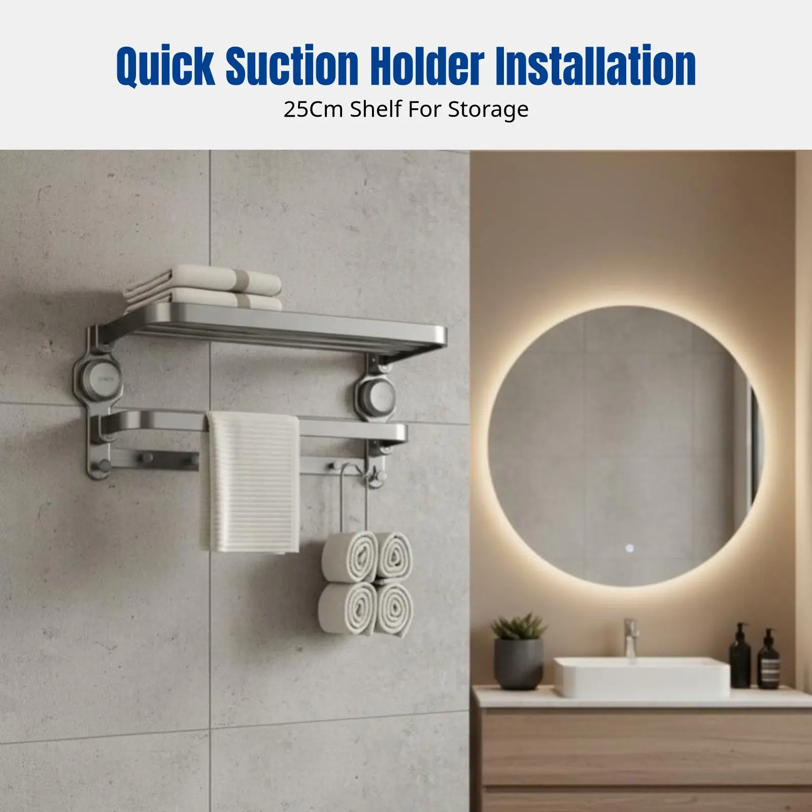Foldable Suction Cup Towel Rack, Space Aluminum Bathroom Organizer, No-Drill Shelf for Toilet, Shower Room
Foldable Suction Cup Towel Rack, Space Aluminum Bathroom Organizer, No-Drill Shelf for Toilet, Shower Room