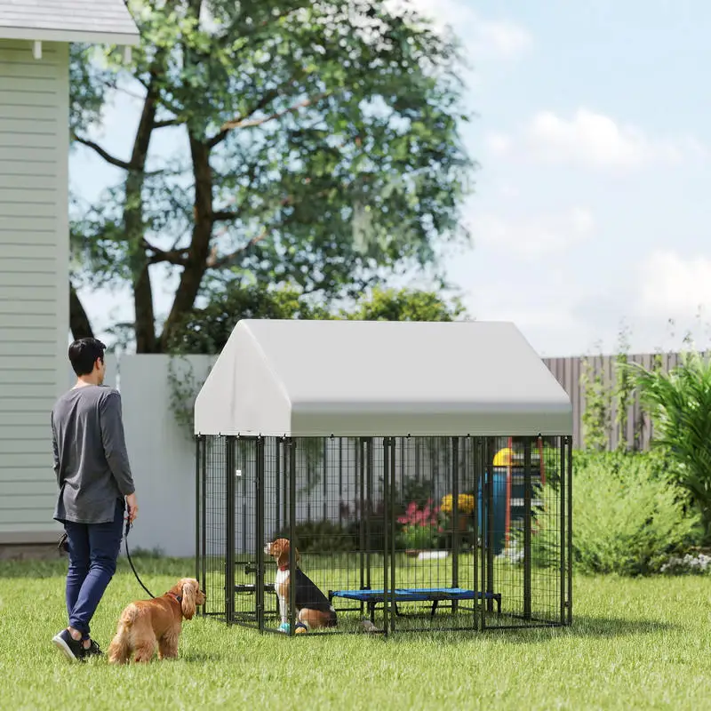 Outdoor Dog Kennel with Waterproof UV-Resistant Cover, 6' x 6' x 6'
Outdoor Dog Kennel with Waterproof UV-Resistant Cover, 6' x 6' x 6'