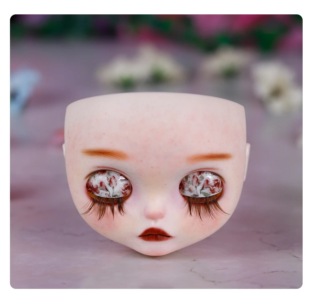 Custom Neo Blythe Doll Faceplate with Hand-Painted Makeup & Pull String 18 Custom Neo Blythe Doll Faceplate with Hand-Painted Makeup & Pull String 18