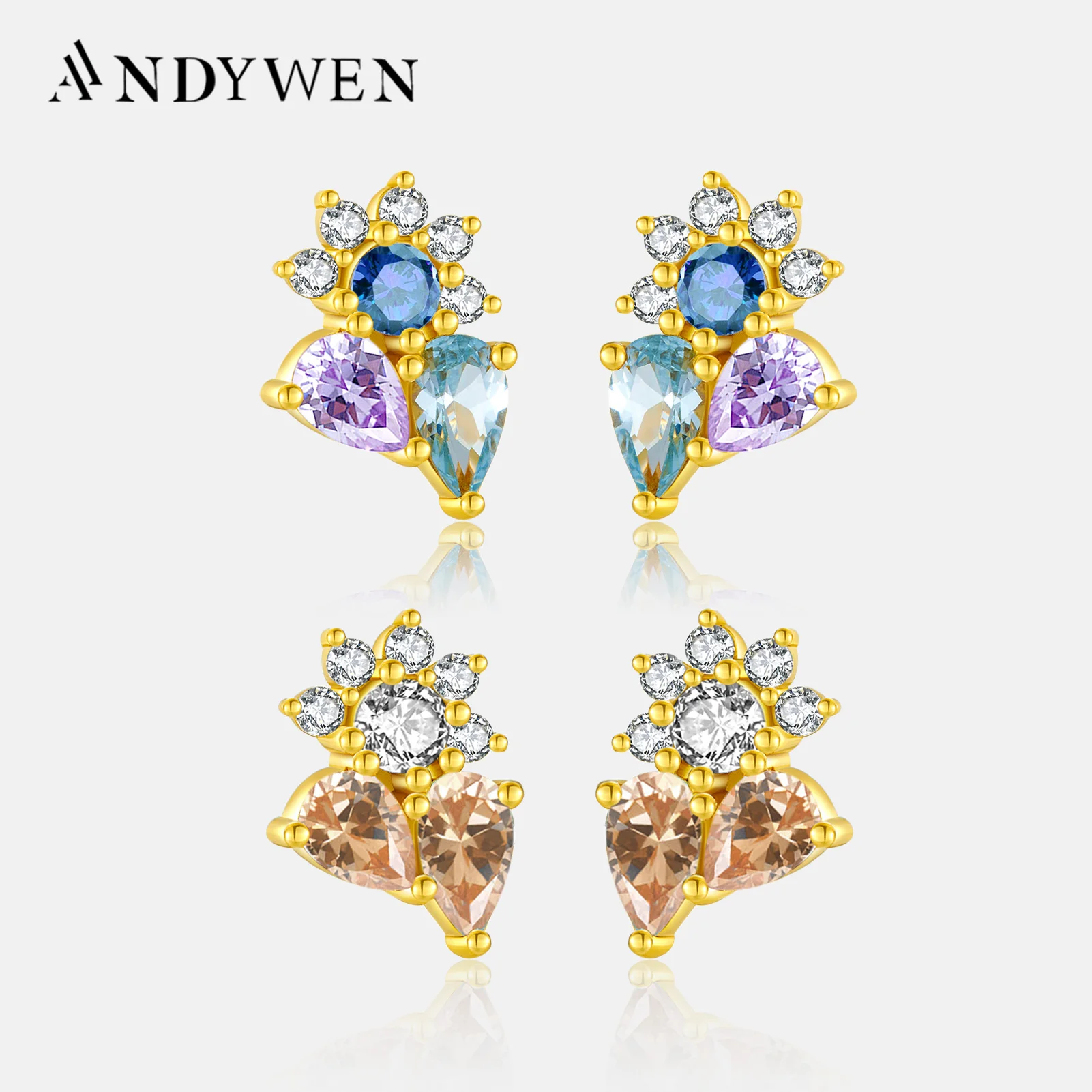 ANDYWEN 925 Sterling Silver SunFlower Oval Stud Earrring Colorful Purple Champagne Luxury Piercing Ohrringe Pendiente Jewelry
ANDYWEN 925 Sterling Silver SunFlower Oval Stud Earrring Colorful Purple Champagne Luxury Piercing Ohrringe Pendiente Jewelry