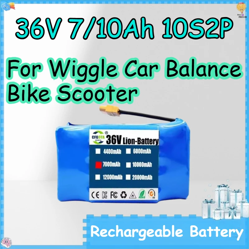 36V 7/10Ah 10S2P Rechargeable Batteries for Wiggle Car Balance Bike Scooter Lithium-ion Battery Pack
36V 7/10Ah 10S2P Rechargeable Batteries for Wiggle Car Balance Bike Scooter Lithium-ion Battery Pack