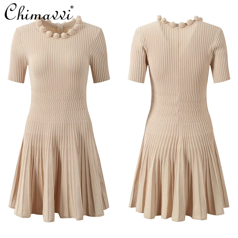 Summer New High-end Fashion Knitted Dress 3d Floral Embellishments Slim Fit Round Neck Short Sleeves Elegant Women's Dresses
Summer New High-end Fashion Knitted Dress 3d Floral Embellishments Slim Fit Round Neck Short Sleeves Elegant Women's Dresses