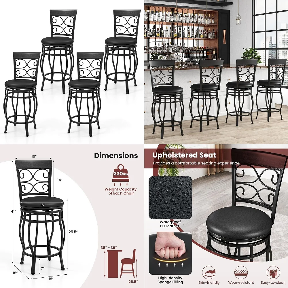 HOME Bar Stools Set of 4, Solid Wood Saddle Kitchen Stools with Beige PU Leather Cushion Counter Height Barstools with Wooden B
HOME Bar Stools Set of 4, Solid Wood Saddle Kitchen Stools with Beige PU Leather Cushion Counter Height Barstools with Wooden B