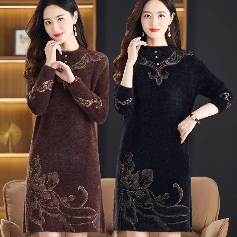 Женское трикотажное платье Sli Mom из вельвета, осенне-зимнее, новое, свободного кроя, скрывающее живот, утепленное, в корейском стиле, средней длины...
Женское трикотажное платье Sli Mom из вельвета, осенне-зимнее, новое, свободного кроя, скрывающее живот, утепленное, в корейском стиле, средней длины...