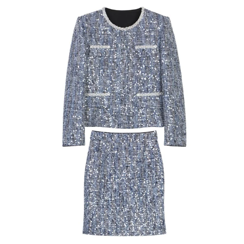 Women French Fashion Elegant Luxury Fragrance Coat+ Skirt Two-piece Set Tweed Round Neck Beading Vintage Female Suit
Women French Fashion Elegant Luxury Fragrance Coat+ Skirt Two-piece Set Tweed Round Neck Beading Vintage Female Suit