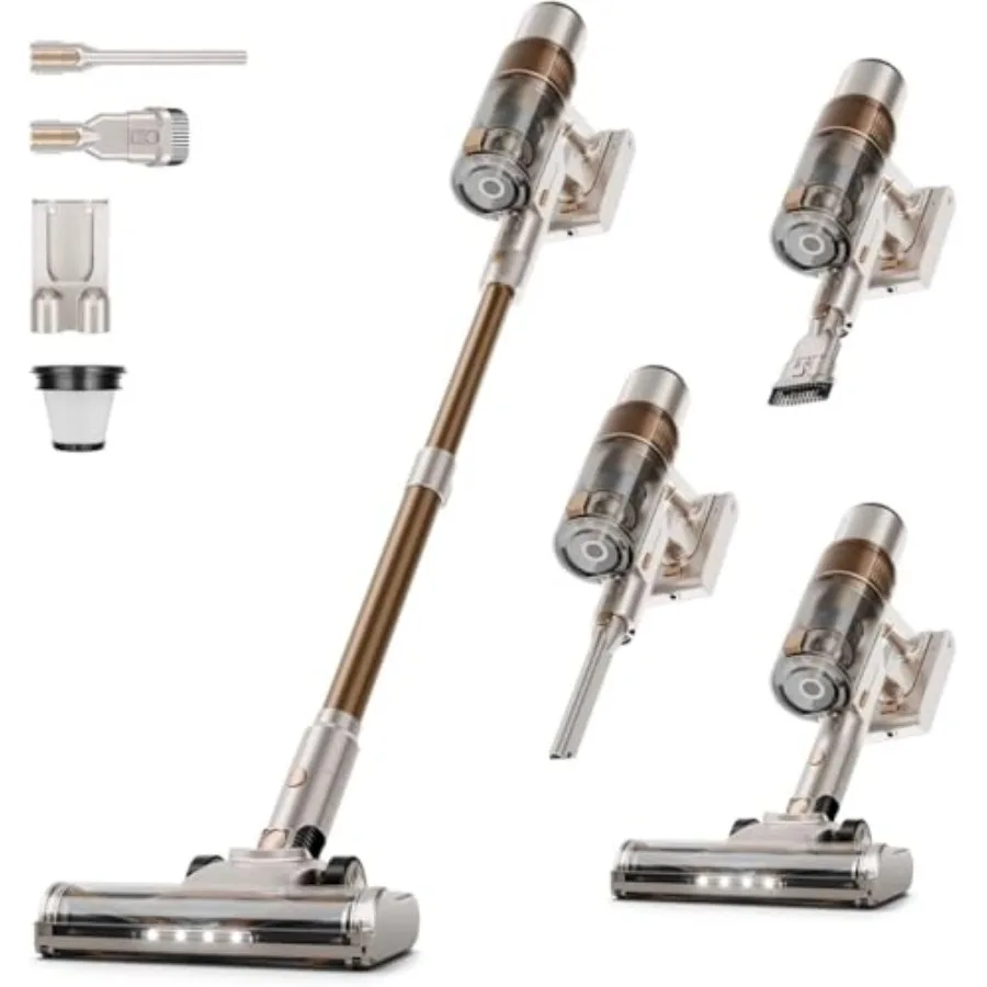 Cordless Vacuum Cleaner: Portable 6-in-1 Stick Vacuum with Anti-Tangle Brush, LED Headlight, Self-Standing, HD Display, Recharg
Cordless Vacuum Cleaner: Portable 6-in-1 Stick Vacuum with Anti-Tangle Brush, LED Headlight, Self-Standing, HD Display, Recharg