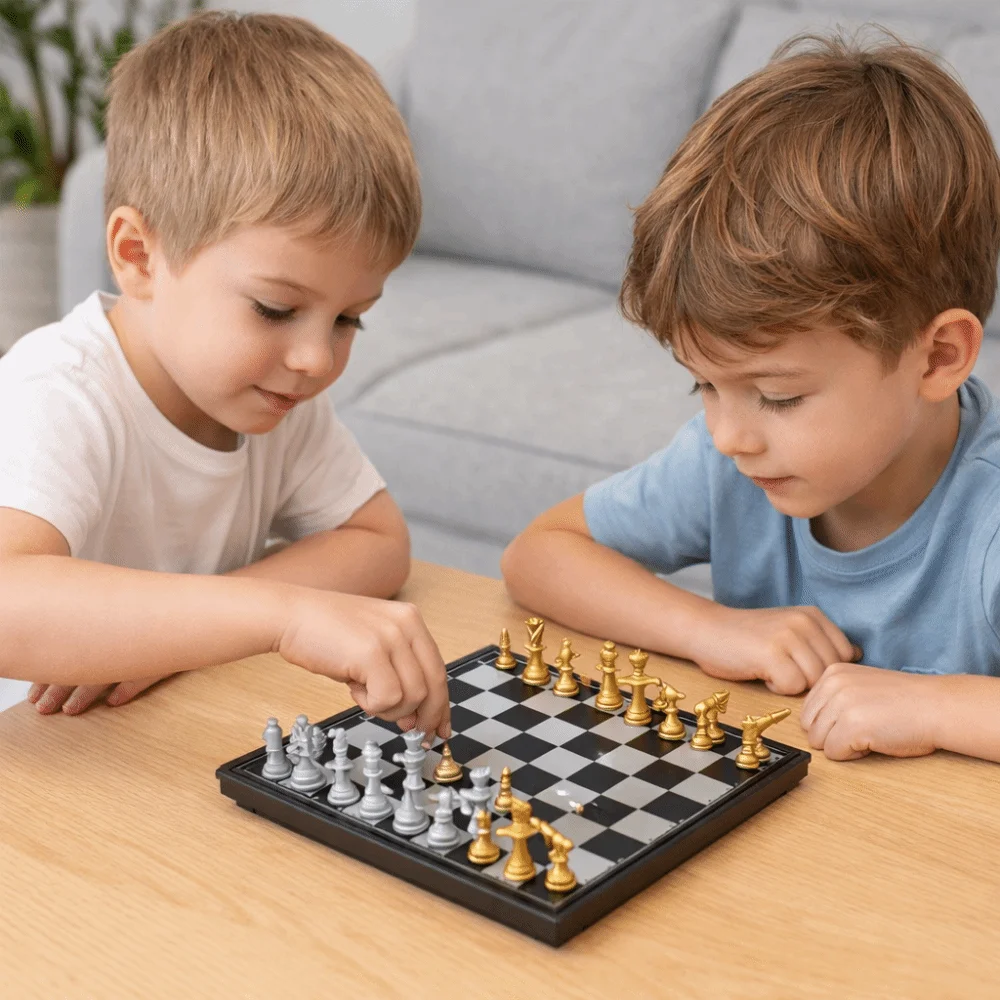 Pocket Size Gold Silver Mini Chess Set Magnetic Pieces Table Games Portable Chess Folded Design Travel Chess Educational
Pocket Size Gold Silver Mini Chess Set Magnetic Pieces Table Games Portable Chess Folded Design Travel Chess Educational