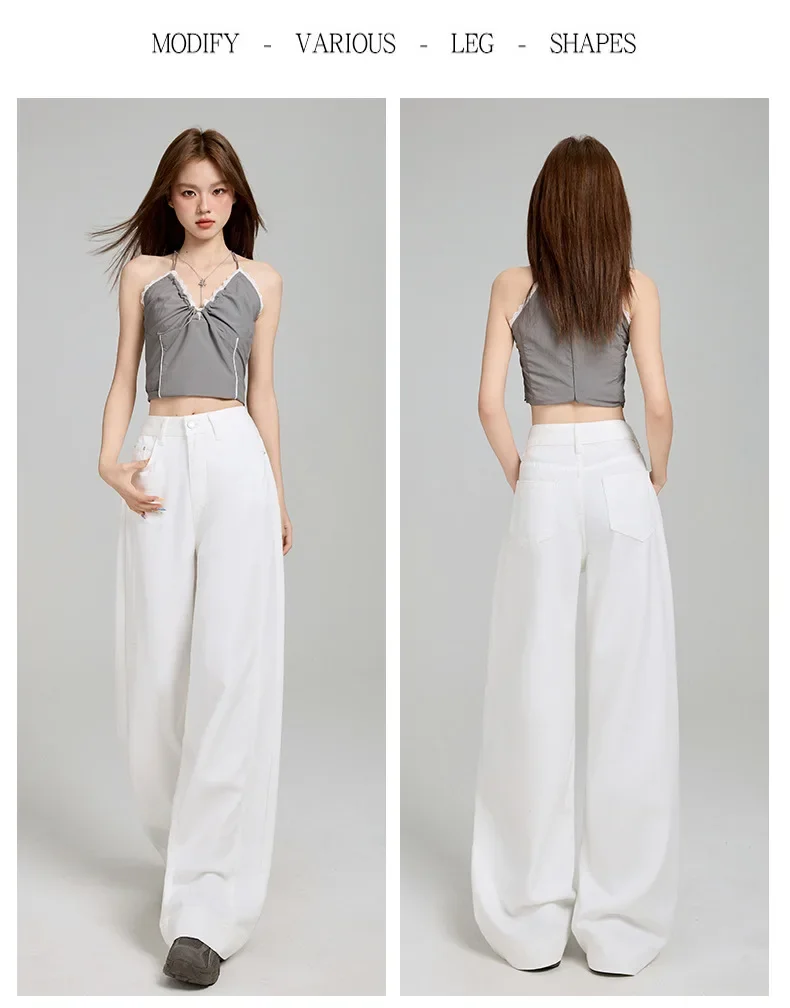 2025 White Tencel High-waisted Wide-leg Jeans. New Summer Fashion Solid-color Side-stitched Loose Floor-length Jeans for Women
2025 White Tencel High-waisted Wide-leg Jeans. New Summer Fashion Solid-color Side-stitched Loose Floor-length Jeans for Women
