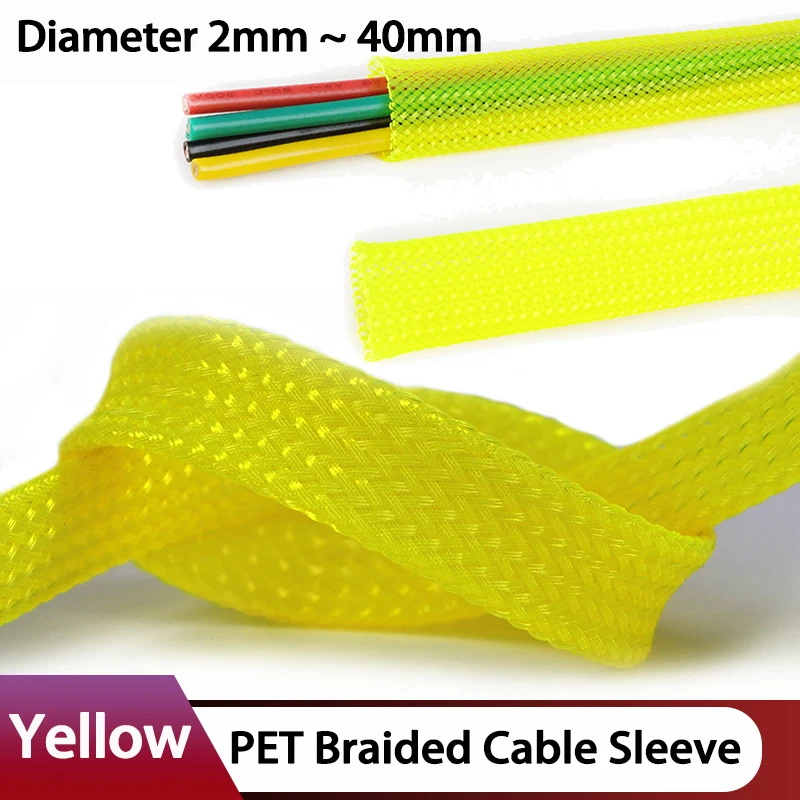 PET Braided Cable Sleeve UV Yellow 2/4/6/8/10/12/14/16/20/25/30mm Expandable High Density Insulated Wire Protection Wrap Sheath
PET Braided Cable Sleeve UV Yellow 2/4/6/8/10/12/14/16/20/25/30mm Expandable High Density Insulated Wire Protection Wrap Sheath