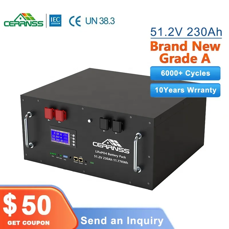 6000+ Cycles 51.2V 230Ah 11776Wh LiFePO4 Battery Pack 10Kwh Solar Storage Lithium Ion Battery 48V 200Ah For Solar System
6000+ Cycles 51.2V 230Ah 11776Wh LiFePO4 Battery Pack 10Kwh Solar Storage Lithium Ion Battery 48V 200Ah For Solar System