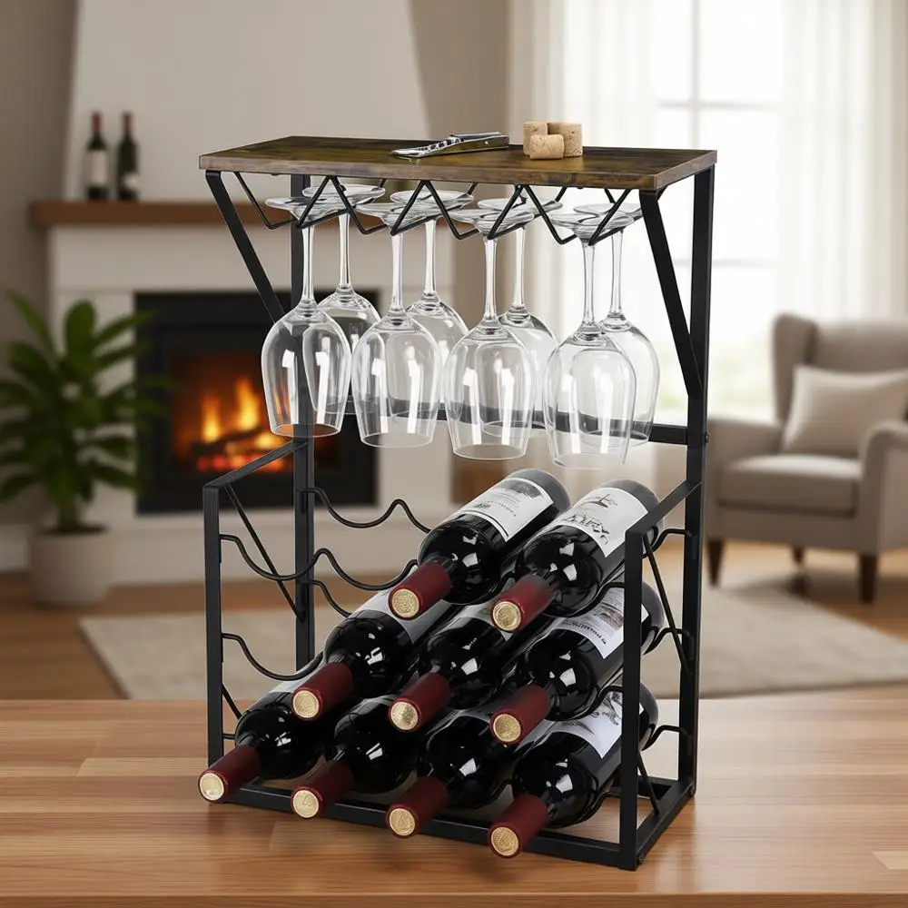 12-Bottle & 8-Glass Wine Rack, Freestanding Storage for Kitchen, Pantry, or Bar
12-Bottle & 8-Glass Wine Rack, Freestanding Storage for Kitchen, Pantry, or Bar