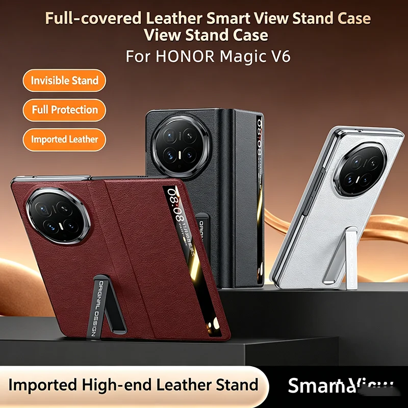 Funda Case For HONOR Magic V6 V5 Smart View Window Flip Leather Case Built-in Invisible Kickstand Full Protective Phone Shell
Funda Case For HONOR Magic V6 V5 Smart View Window Flip Leather Case Built-in Invisible Kickstand Full Protective Phone Shell