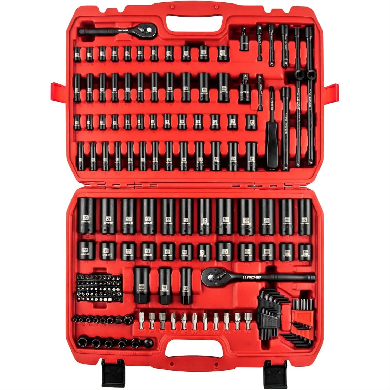 186Pcs 1/4 & 3/8 Inch Impact Socket Set, CR-V Deep & Shallow Sockets with Ratchet Wrench, Spark Plug Sockets, Bits for Mechanics
186Pcs 1/4 & 3/8 Inch Impact Socket Set, CR-V Deep & Shallow Sockets with Ratchet Wrench, Spark Plug Sockets, Bits for Mechanics