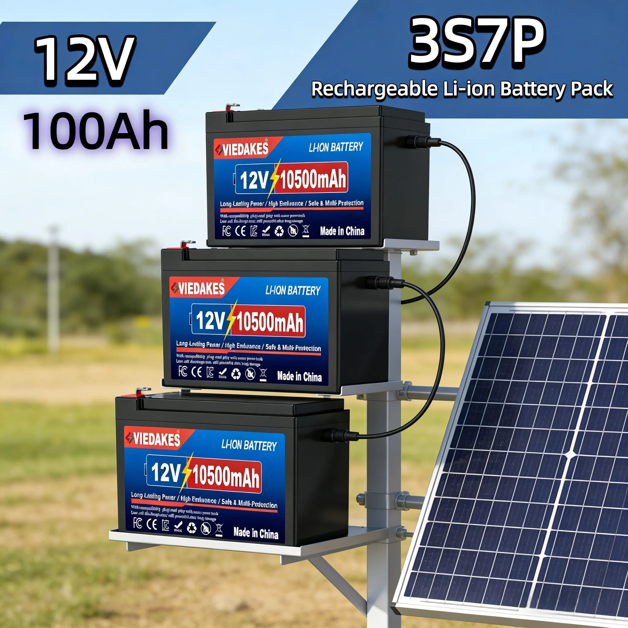 VIEDAKES Brand New 3S7P 12V 100Ah LiFePO4 18650 Battery Pack Power Bank UL Certified for Home Emergency Power Backup
VIEDAKES Brand New 3S7P 12V 100Ah LiFePO4 18650 Battery Pack Power Bank UL Certified for Home Emergency Power Backup