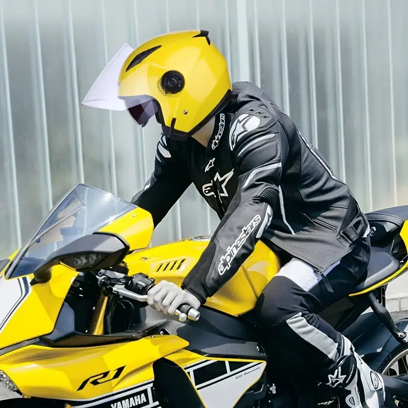 Yellow Motorcycle Helmet, Half Coverage Double Windshield Lens All Seasons Safety Protective Helmet For Men Women
Yellow Motorcycle Helmet, Half Coverage Double Windshield Lens All Seasons Safety Protective Helmet For Men Women