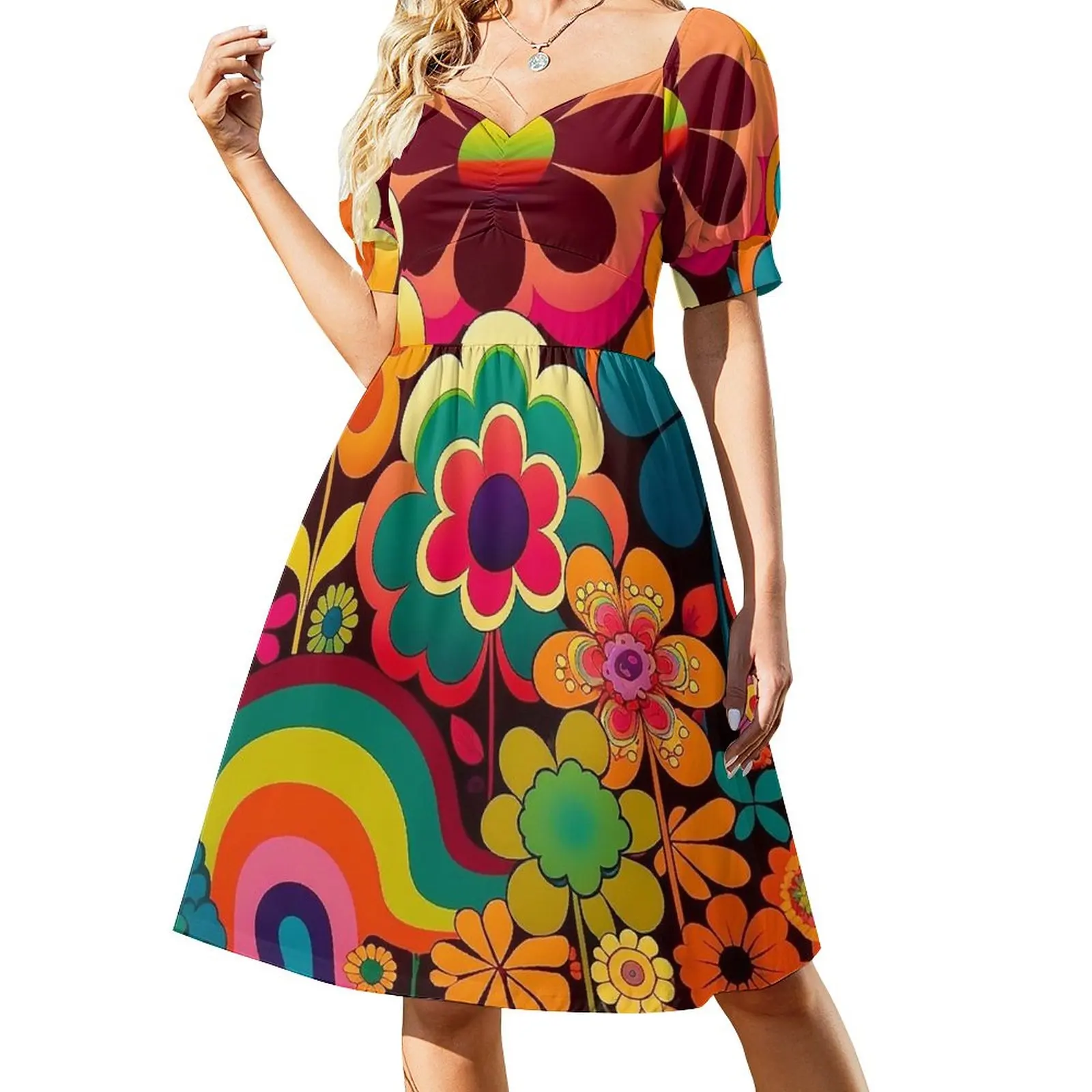 1970s Flower Art Design Sleeveless Dress prom clothes chic and elegant evening dress elegant women's sets
1970s Flower Art Design Sleeveless Dress prom clothes chic and elegant evening dress elegant women's sets