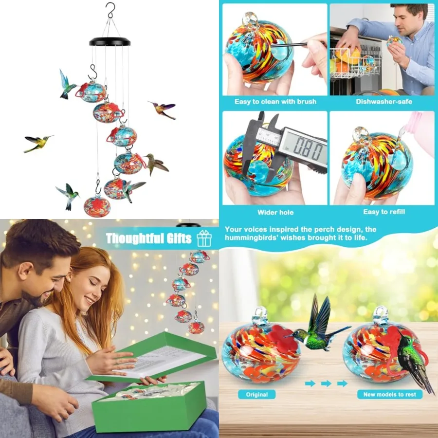 Charming Wind Chimes Hummingbird feeders for Outdoors Hanging ant and bee Proof, Never Leak, Perfect Hummingbird Gift for Peopl
Charming Wind Chimes Hummingbird feeders for Outdoors Hanging ant and bee Proof, Never Leak, Perfect Hummingbird Gift for Peopl