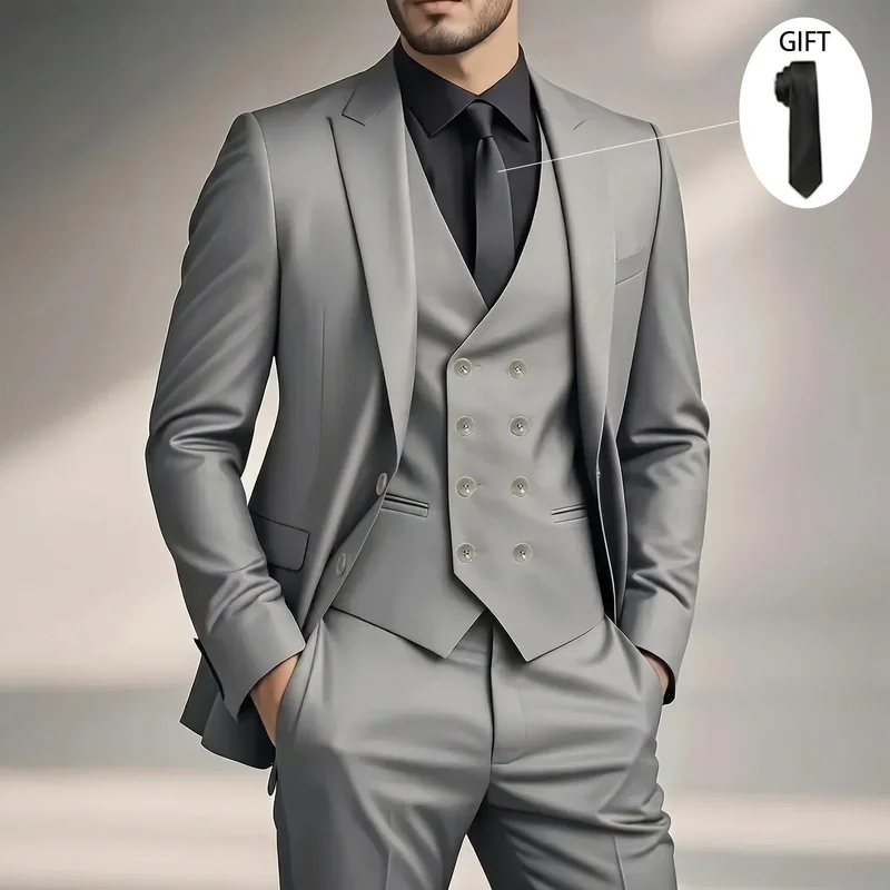 Men's Slim-Fit Three-Piece Suit for Business Professionals, Wedding Groomsman and Groom, and Men Attending Formal Dinners or Balls
Men's Slim-Fit Three-Piece Suit for Business Professionals, Wedding Groomsman and Groom, and Men Attending Formal Dinners or Balls