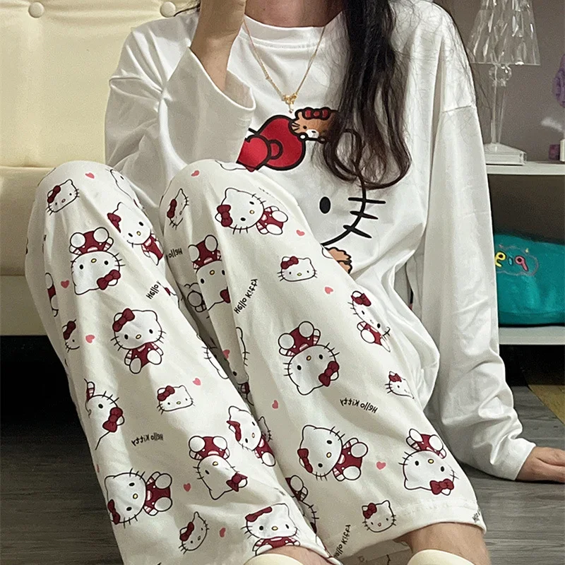Пижамы Hello Kitty с героями мультфильмов Sanrio, домашняя одежда, новые брюки с длинными рукавами, комплект из двух предметов из чистого хлопка, женские пижамы Hello Kitty
Пижамы Hello Kitty с героями мультфильмов Sanrio, домашняя одежда, новые брюки с длинными рукавами, комплект из двух предметов из чистого хлопка, женские пижамы Hello Kitty