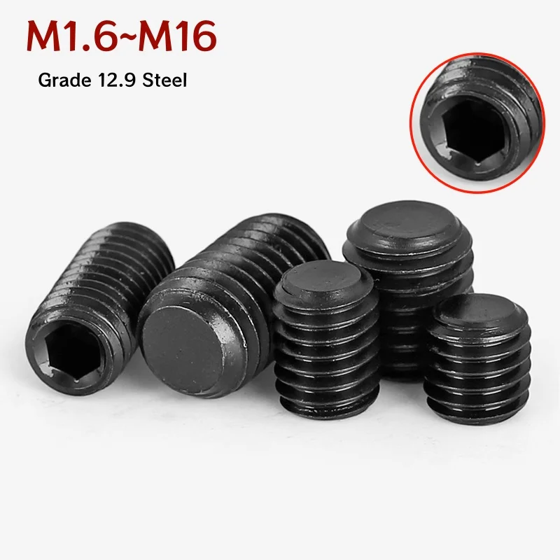 Black 12.9 Grade Steel Hex Hexagon Socket Flat End Grub Screws Headless Bolt M1.6 M2 M2.5 M3 M4 M5 M6 M8 M10 M12 M16 Set Screw
Black 12.9 Grade Steel Hex Hexagon Socket Flat End Grub Screws Headless Bolt M1.6 M2 M2.5 M3 M4 M5 M6 M8 M10 M12 M16 Set Screw