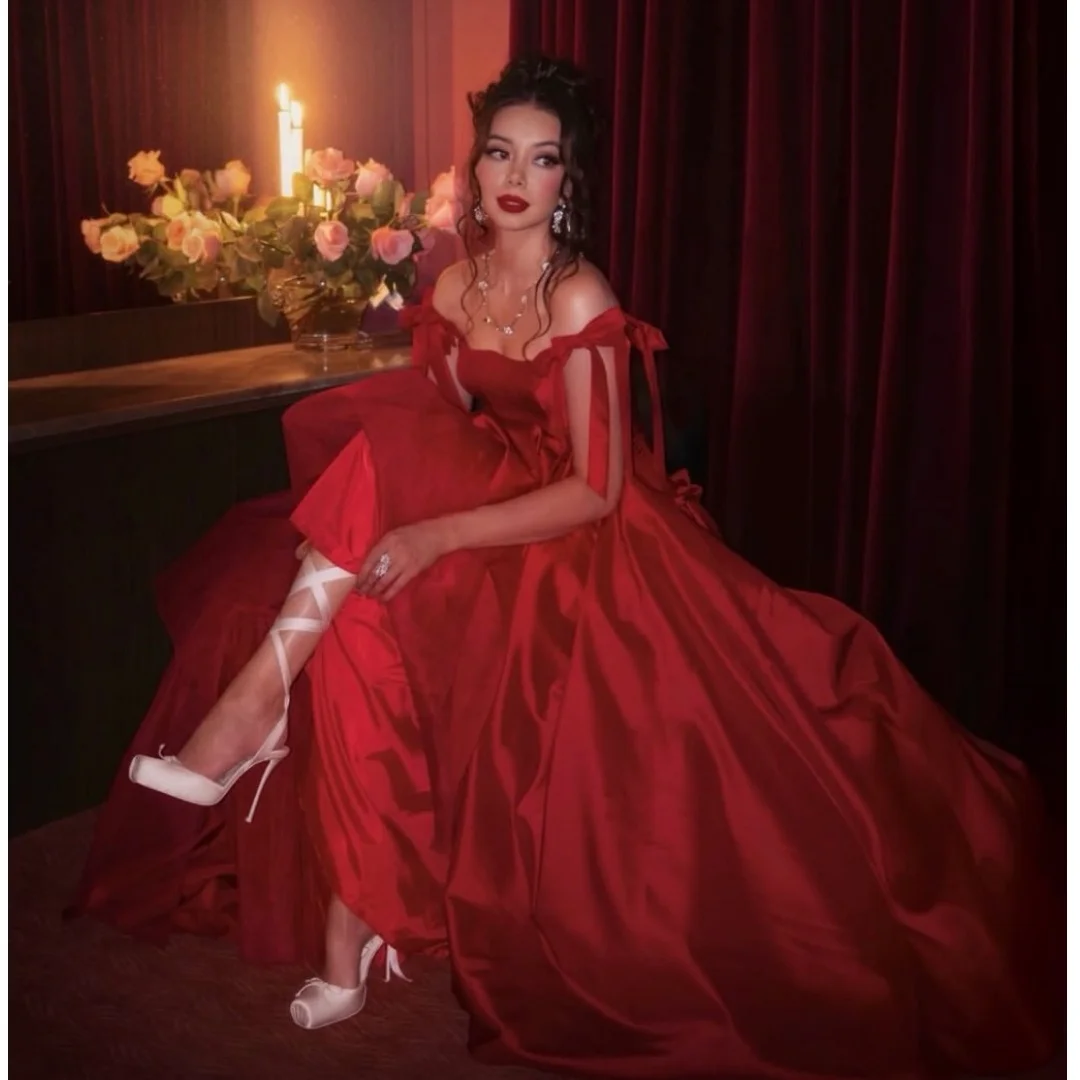 Charming Red Elegant Evening Dresses A Line Corset Prom Dress Off Shoulder Pleat Pageant Party Gown Gala Vestidos Customized
Charming Red Elegant Evening Dresses A Line Corset Prom Dress Off Shoulder Pleat Pageant Party Gown Gala Vestidos Customized