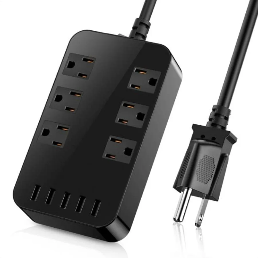 Wall Mount Power Outlet 6 AC MultiOutlet Extender 5 USB Charging Ports Black Flat Plug 6ft Extension Cord 10A 2500W Compact Plu
Wall Mount Power Outlet 6 AC MultiOutlet Extender 5 USB Charging Ports Black Flat Plug 6ft Extension Cord 10A 2500W Compact Plu