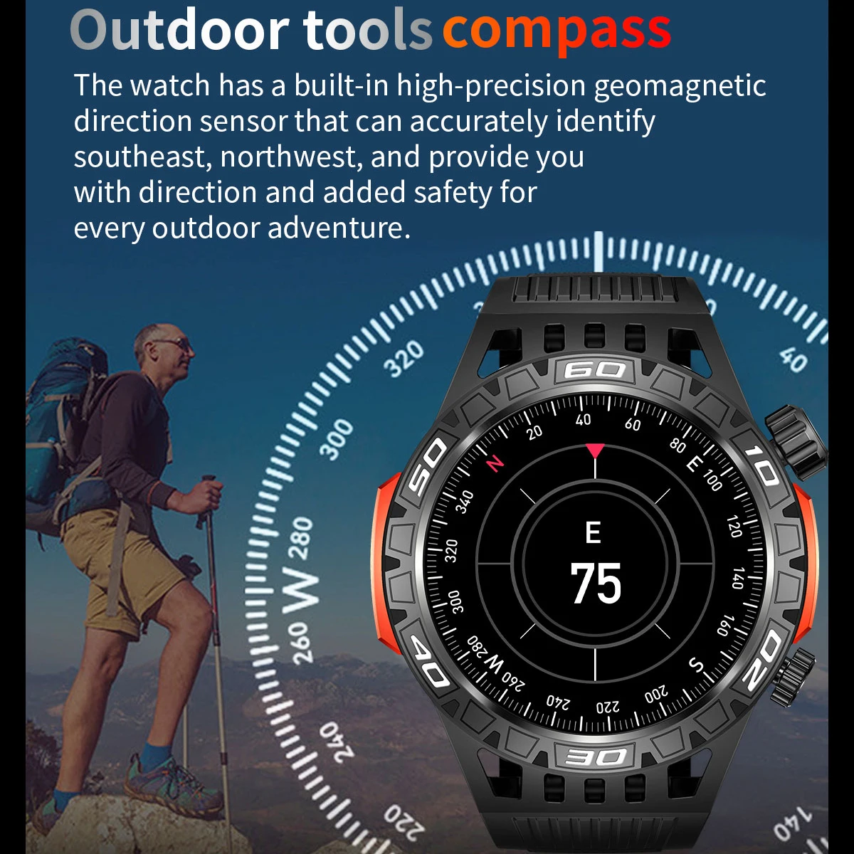 Smart Watches Compass LED Flashlight Music 450Mah Battery SOS Smartwatch Waterproof Outdoor Sports Fitness Men Blue Tooth Call
Smart Watches Compass LED Flashlight Music 450Mah Battery SOS Smartwatch Waterproof Outdoor Sports Fitness Men Blue Tooth Call