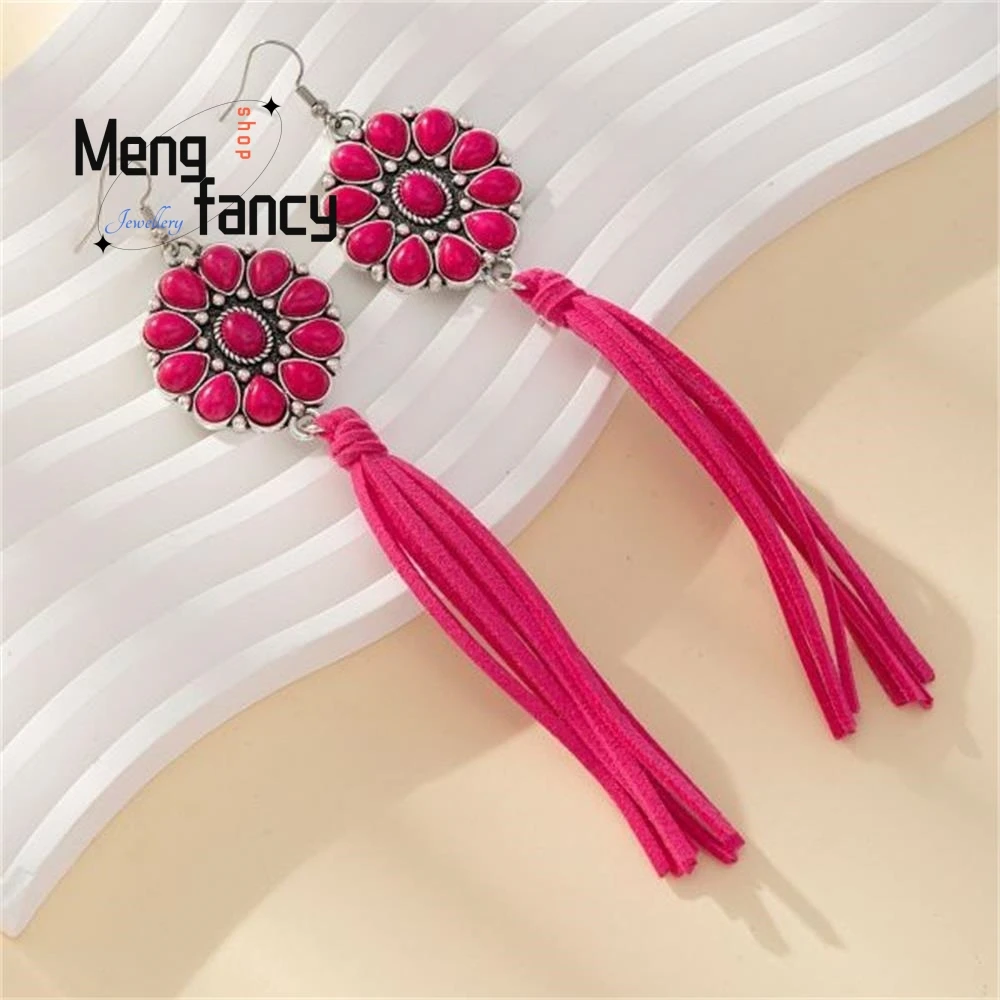 Natural Turquoise Jewellery Jewelry Retro Water Drop Tassel Plum Red Pendant Velvet Elegant Earrings Best Selling Holiday Gifts
Natural Turquoise Jewellery Jewelry Retro Water Drop Tassel Plum Red Pendant Velvet Elegant Earrings Best Selling Holiday Gifts