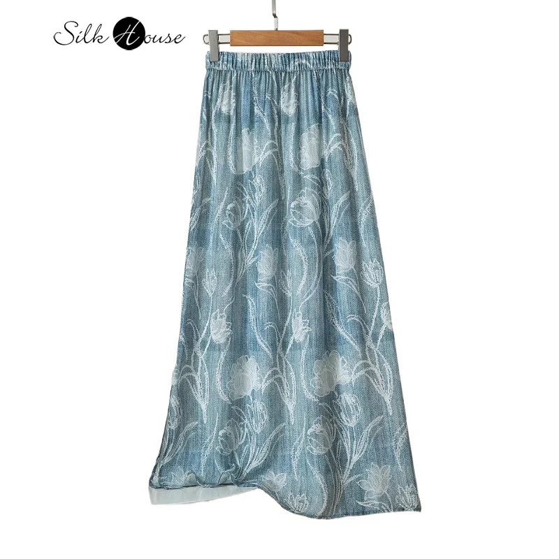 2025 Women's Summer New 100% Natural Mulberry Silk Crepe De Chine Printed Retro Split Elastic Waist A-line Casual Skirt
2025 Women's Summer New 100% Natural Mulberry Silk Crepe De Chine Printed Retro Split Elastic Waist A-line Casual Skirt