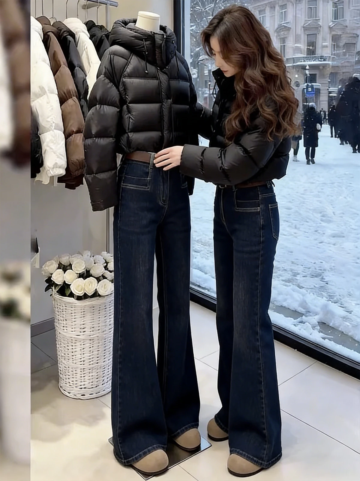 Retro Blue Fce Lined Flared Jeans Women's High Waist Straight Leg Ankle Length Casual Sle Spring Season Ladies Jeans
Retro Blue Fce Lined Flared Jeans Women's High Waist Straight Leg Ankle Length Casual Sle Spring Season Ladies Jeans