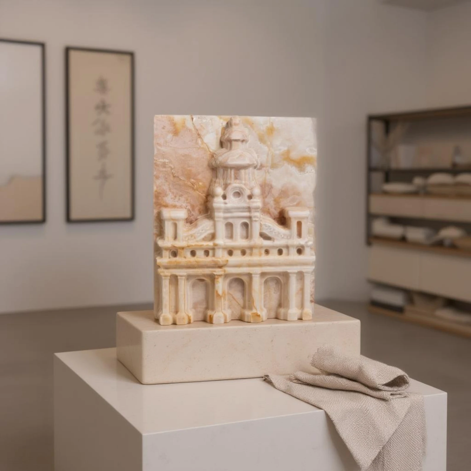 Marble Castle Sculpture Arched Openings Architectural Sculpture Stone Building Facade Decor Layered Roof Tabletop Ornament
Marble Castle Sculpture Arched Openings Architectural Sculpture Stone Building Facade Decor Layered Roof Tabletop Ornament