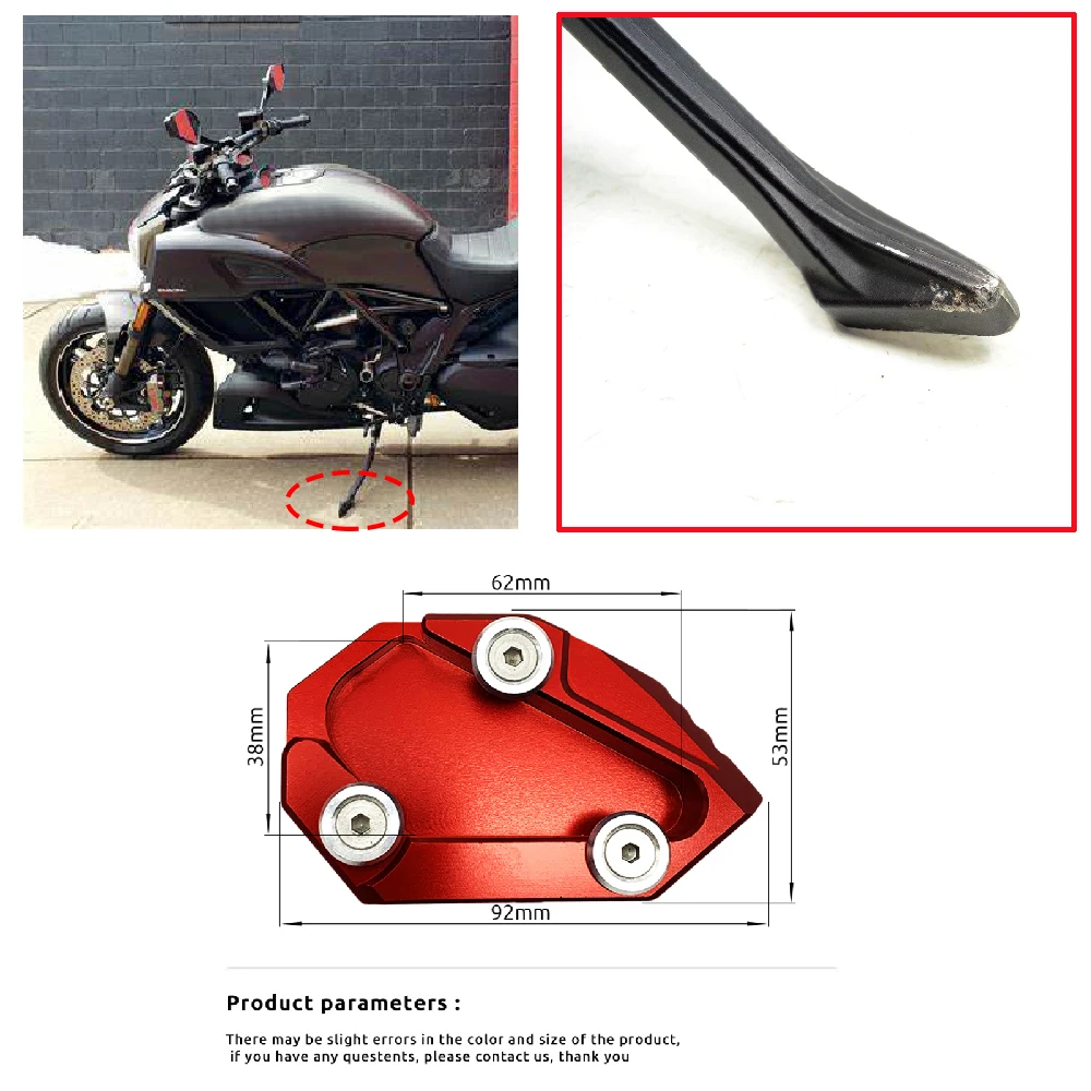 For Ducati Diavel 1200 Carbon Strada Dark Titanium 2011-2018 Motorcycle Side Stand Extension Plate Foot Base Support Enlarge Pad
For Ducati Diavel 1200 Carbon Strada Dark Titanium 2011-2018 Motorcycle Side Stand Extension Plate Foot Base Support Enlarge Pad