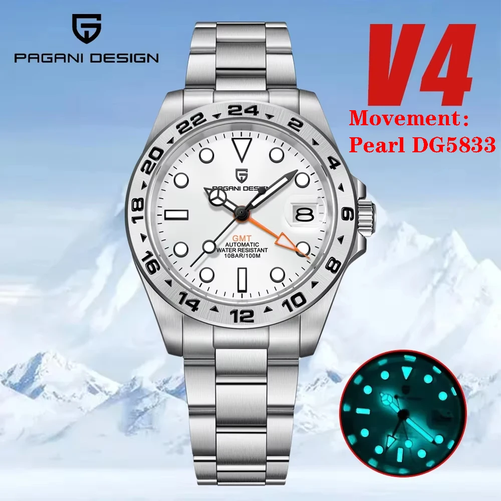 PAGANI DESIGN Luxur GMT Automatic Mechanical Men Adventurer Watch Pearl DG5833 Stainless Steel Sapphire Waterproof reloj hombre
PAGANI DESIGN Luxur GMT Automatic Mechanical Men Adventurer Watch Pearl DG5833 Stainless Steel Sapphire Waterproof reloj hombre