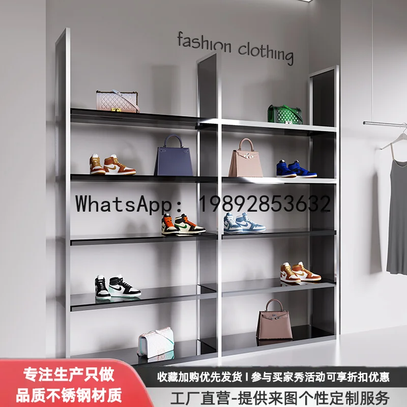 Shelves Clothing Store Shoes Bags Stainless Steel Display Cabinet Multi-functional Floor-standing Storage Shelves
Shelves Clothing Store Shoes Bags Stainless Steel Display Cabinet Multi-functional Floor-standing Storage Shelves