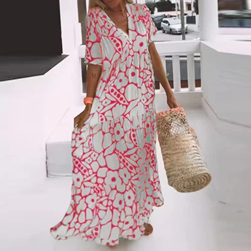 Женское длинное платье в стиле бохо, свободное офисное платье с винтажным принтом, V-образным вырезом и коротким рукавом, а-силуэт, пляжные макси платья, весна-лето
Женское длинное платье в стиле бохо, свободное офисное платье с винтажным принтом, V-образным вырезом и коротким рукавом, а-силуэт, пляжные макси платья, весна-лето