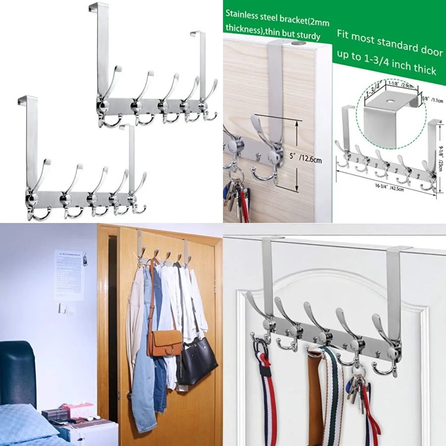 Over The Door Hook Door Hanger Hook Rack with 5 Tri Hooks for Hanging Coats, Over Door Towel Rack Door Coat Towel Hanger Over D
Over The Door Hook Door Hanger Hook Rack with 5 Tri Hooks for Hanging Coats, Over Door Towel Rack Door Coat Towel Hanger Over D