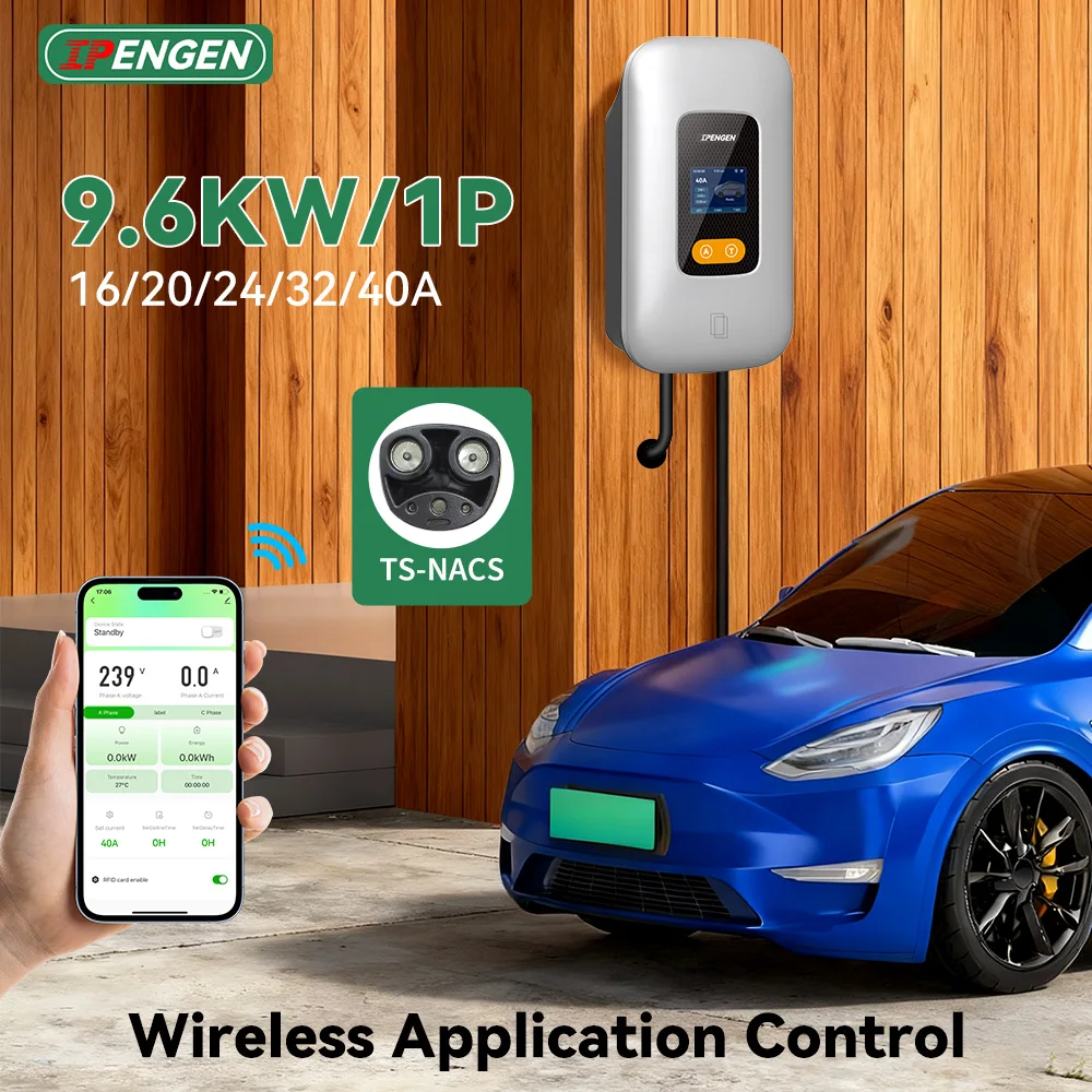 IPENGEN 9.6kw TS-NACS EV Charger Station Swipe Card APP Control Electric Vehicle Wallbox 16A/20A/24A/32A/40A Adjustable Current
IPENGEN 9.6kw TS-NACS EV Charger Station Swipe Card APP Control Electric Vehicle Wallbox 16A/20A/24A/32A/40A Adjustable Current