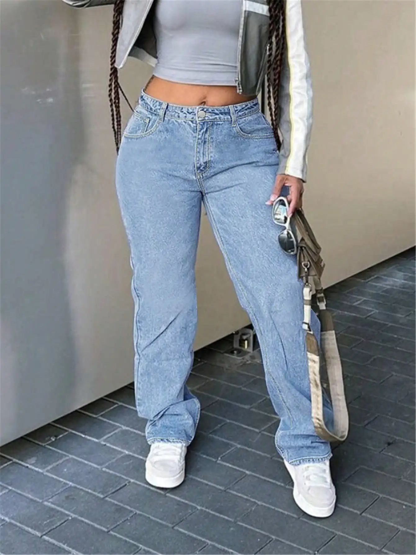WGXWGX Women's High-Waisted Baggy Denim Jeans Loose Fit Cotton Button-Front Full-Length Trendy 2025 Style
WGXWGX Women's High-Waisted Baggy Denim Jeans Loose Fit Cotton Button-Front Full-Length Trendy 2025 Style