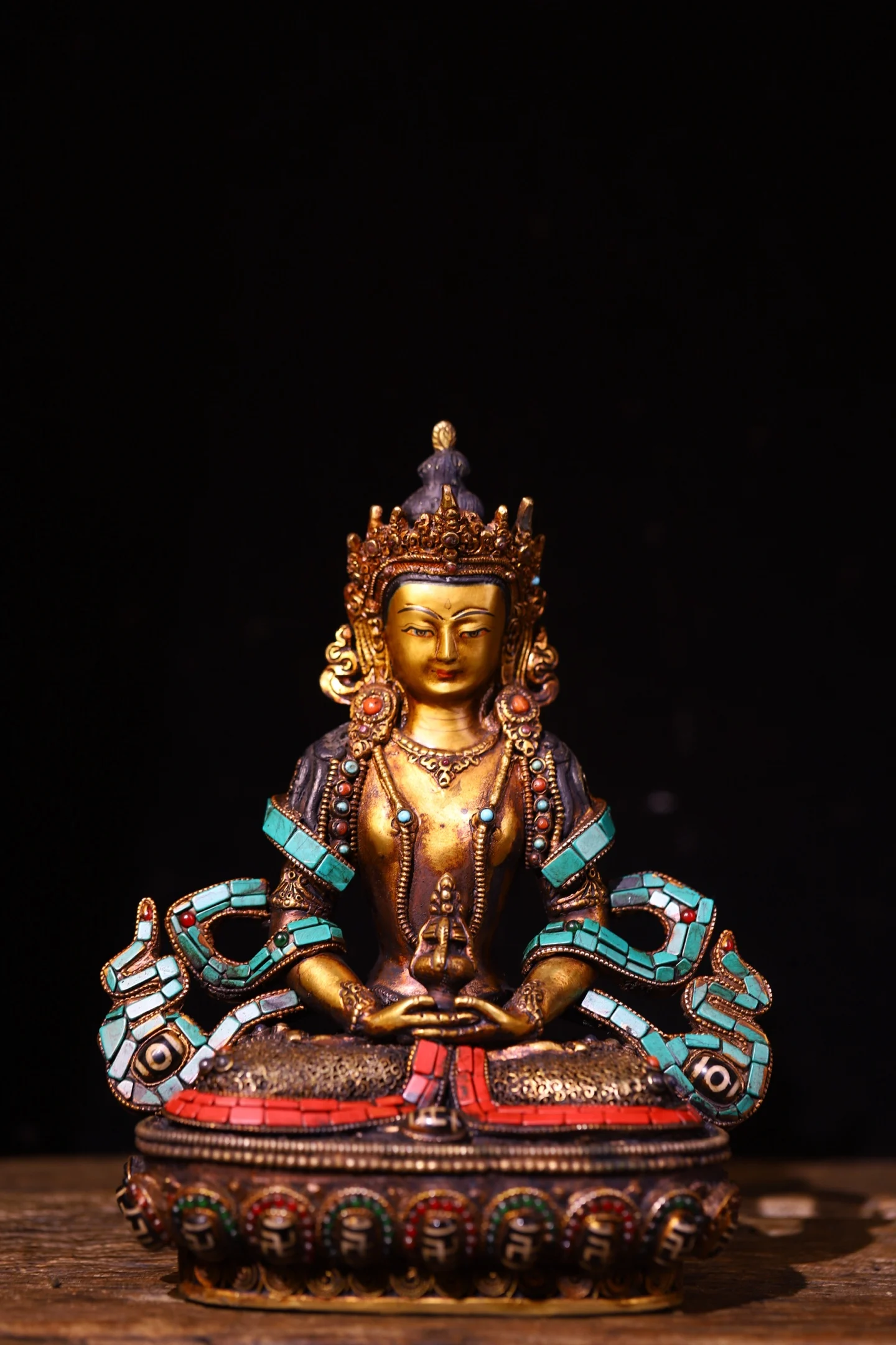 Old Bronze Mosaic Gem gZi Beads Turquoise Amitabha Longevity Buddha Amitayus Lotus Buddha Terrace Worship Hall
Old Bronze Mosaic Gem gZi Beads Turquoise Amitabha Longevity Buddha Amitayus Lotus Buddha Terrace Worship Hall
