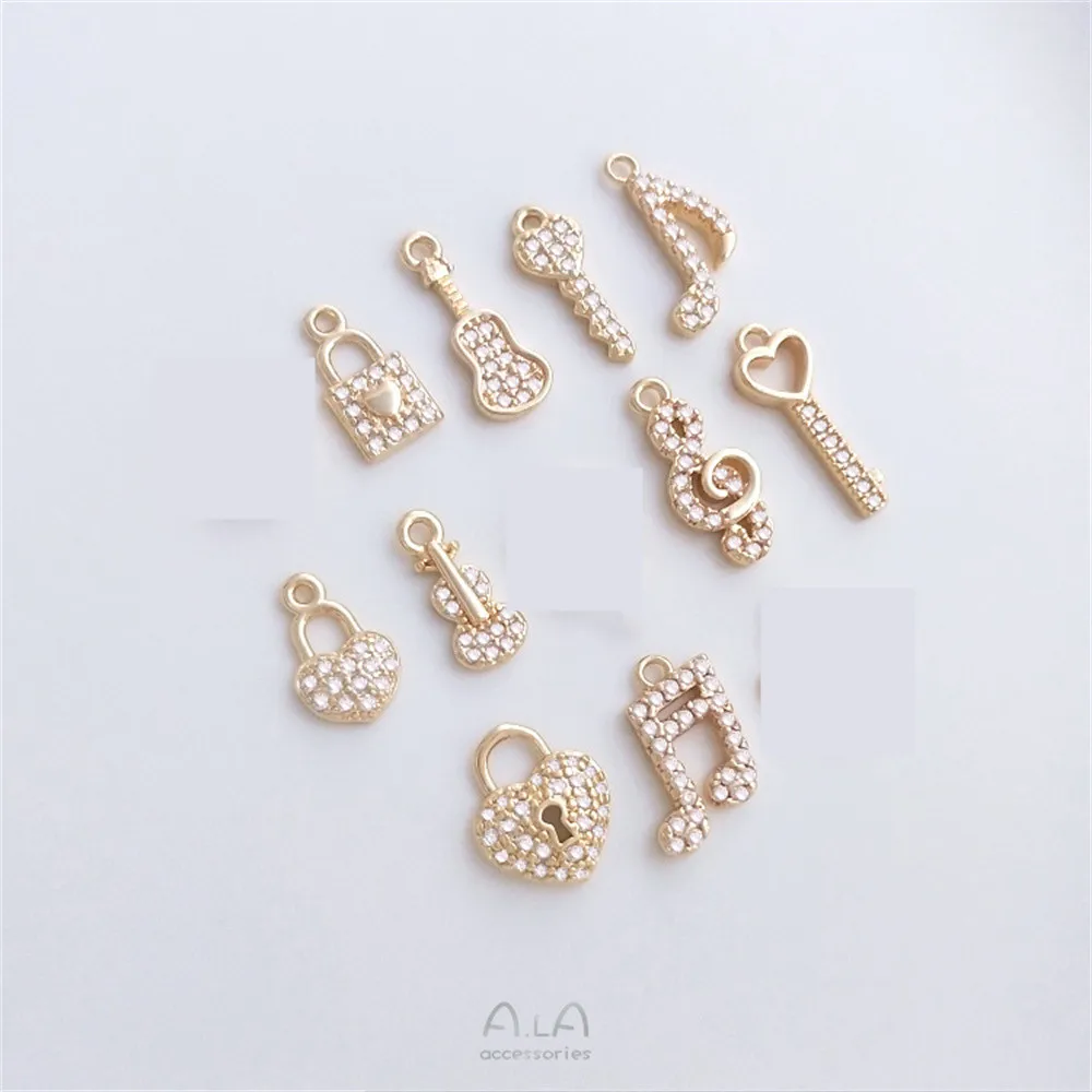 14K gold clad micro zirconia clover note violin key lock-shaped pendant diy jewelry small charm
14K gold clad micro zirconia clover note violin key lock-shaped pendant diy jewelry small charm