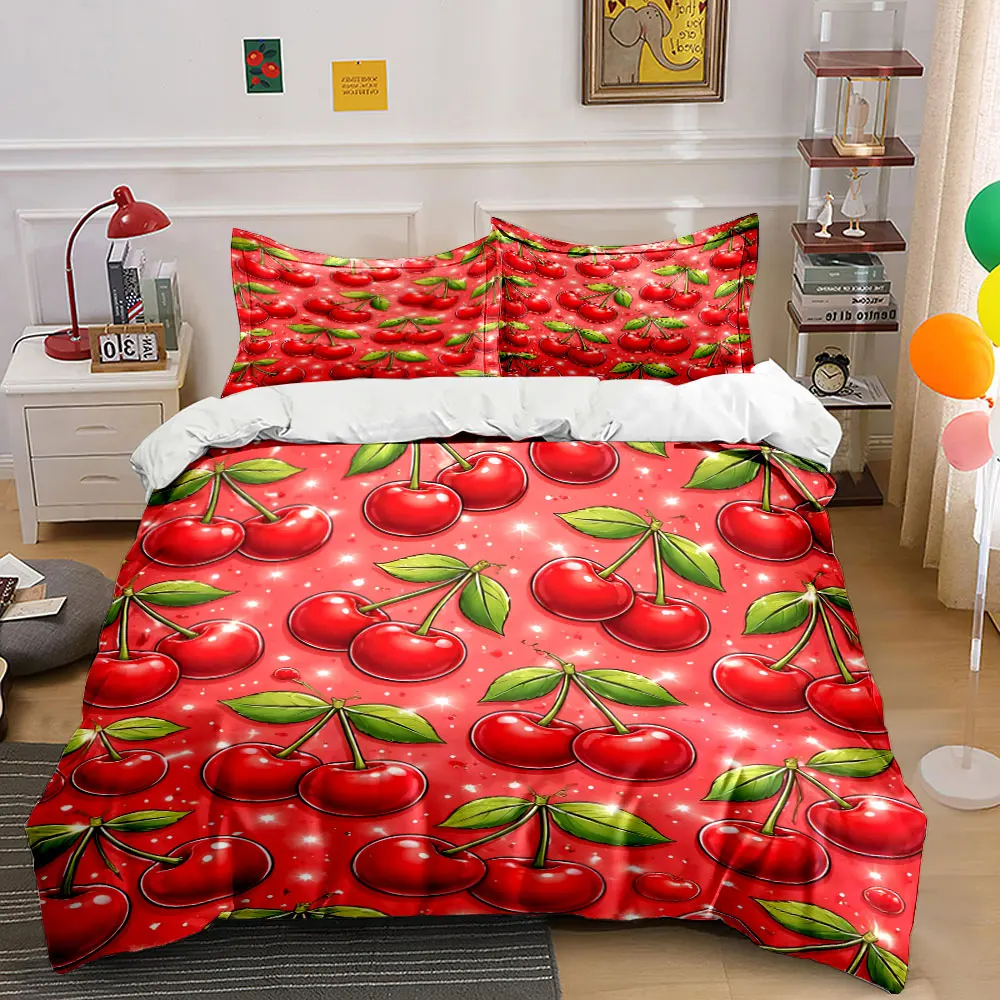 Red cherries with green leaves Pattern Duvet Cover Set Digital Print Colorful Polyester Bedding with Zipper Closur for gifts
Red cherries with green leaves Pattern Duvet Cover Set Digital Print Colorful Polyester Bedding with Zipper Closur for gifts