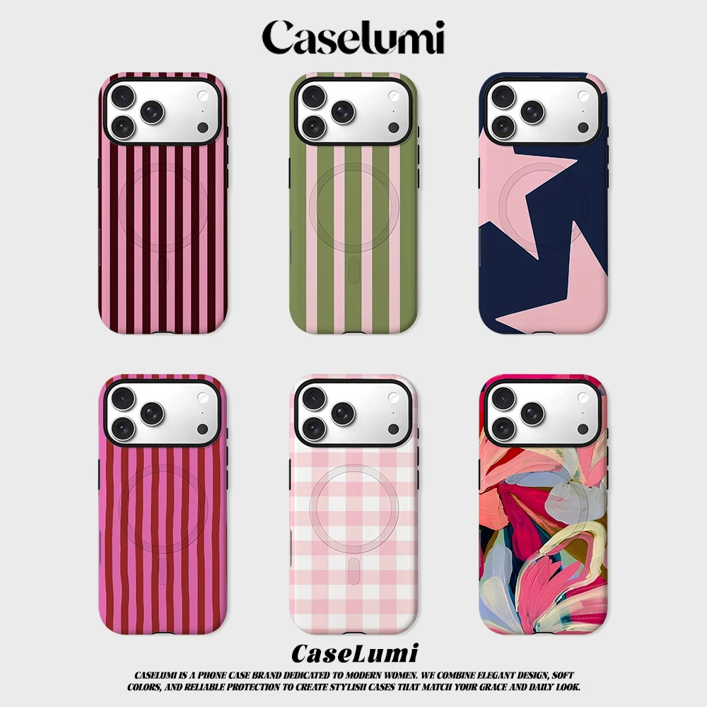 CaseLumi Matte Bumper for Magsafe Case for IPhone 17 16 15 Plus Pro Max Shockproof Hard PC Pink Burgundy Vertical Stripes Cover
CaseLumi Matte Bumper for Magsafe Case for IPhone 17 16 15 Plus Pro Max Shockproof Hard PC Pink Burgundy Vertical Stripes Cover