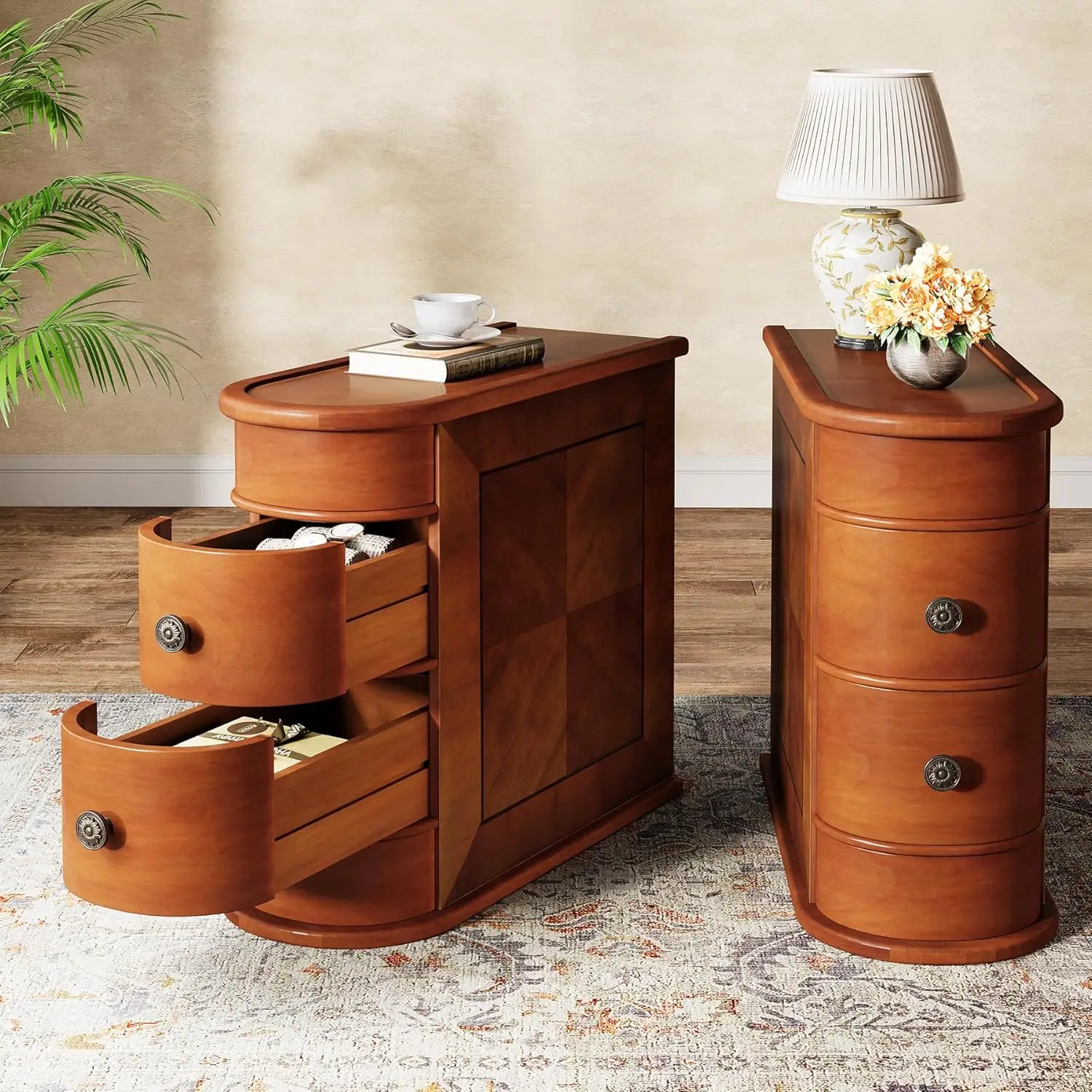 Приставной столик с 2 ящиками, приставной столик для дивана с местом для хранения, не требует сборки, закрытая задняя панель, тонкая прикроватная тумбочка в винтажном стиле из дерева
Приставной столик с 2 ящиками, приставной столик для дивана с местом для хранения, не требует сборки, закрытая задняя панель, тонкая прикроватная тумбочка в винтажном стиле из дерева