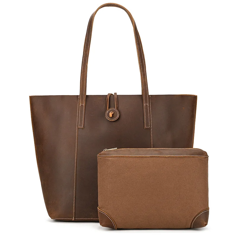 Vintage Genuine Cowhide Leather Women Handbags Large Capacity Woman Shoulder Bag Ladies Traveling Tote Bag With Small Makeup Bag
Vintage Genuine Cowhide Leather Women Handbags Large Capacity Woman Shoulder Bag Ladies Traveling Tote Bag With Small Makeup Bag