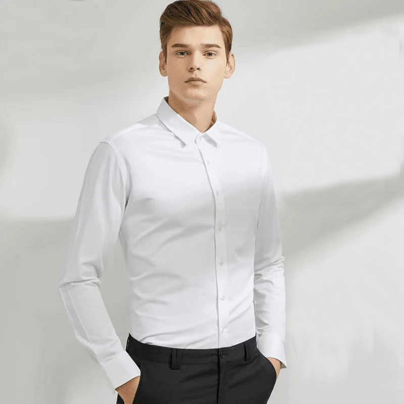 Business casual white shirt men's long sleeved slim fit work wrinkle free professional formal solid color shirt
Business casual white shirt men's long sleeved slim fit work wrinkle free professional formal solid color shirt