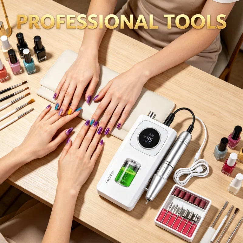 High Speed Low Noise 45000RPM Rechargeable Nail Drill Machine with LCD Screen Professional Nail Sander Polish Accessories Set
High Speed Low Noise 45000RPM Rechargeable Nail Drill Machine with LCD Screen Professional Nail Sander Polish Accessories Set