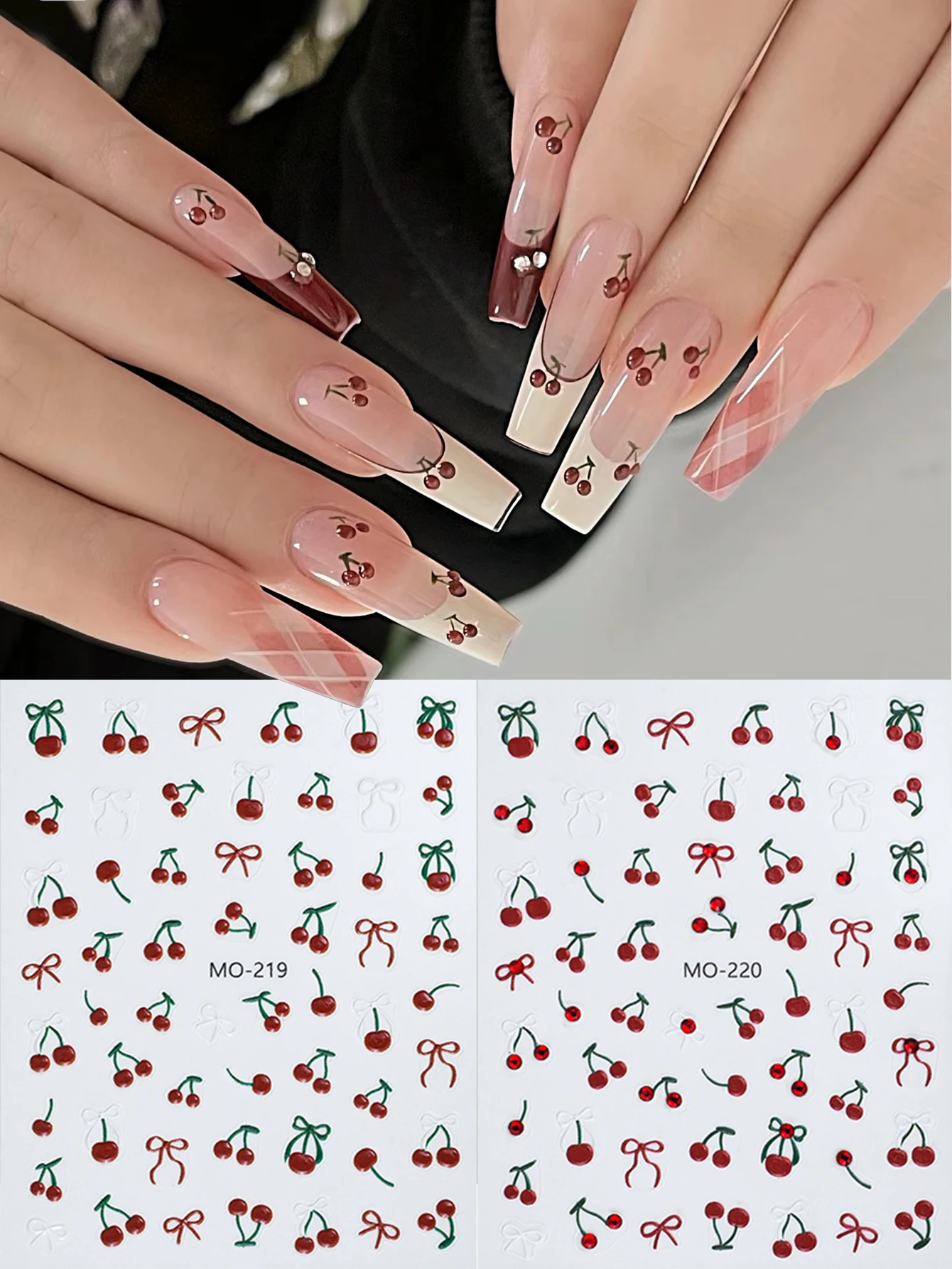 2 Sheets 3D Cherry Rhinestone Nail Stickers Self-Adhesive Red Crystal Cherry Nail Decals,Cute Fruit Nail Art for DIY Manicure
2 Sheets 3D Cherry Rhinestone Nail Stickers Self-Adhesive Red Crystal Cherry Nail Decals,Cute Fruit Nail Art for DIY Manicure